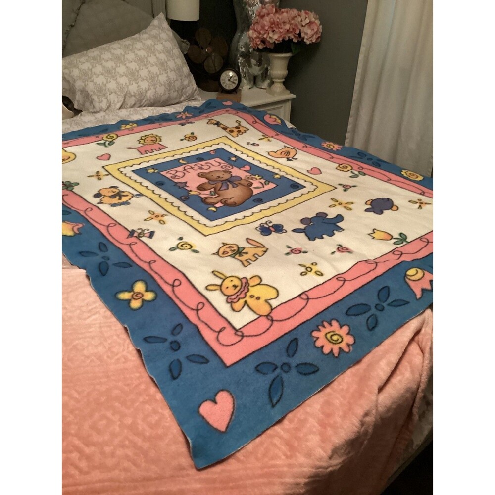 Vintage Baby Blanket Teddy Bear 60x45 Large